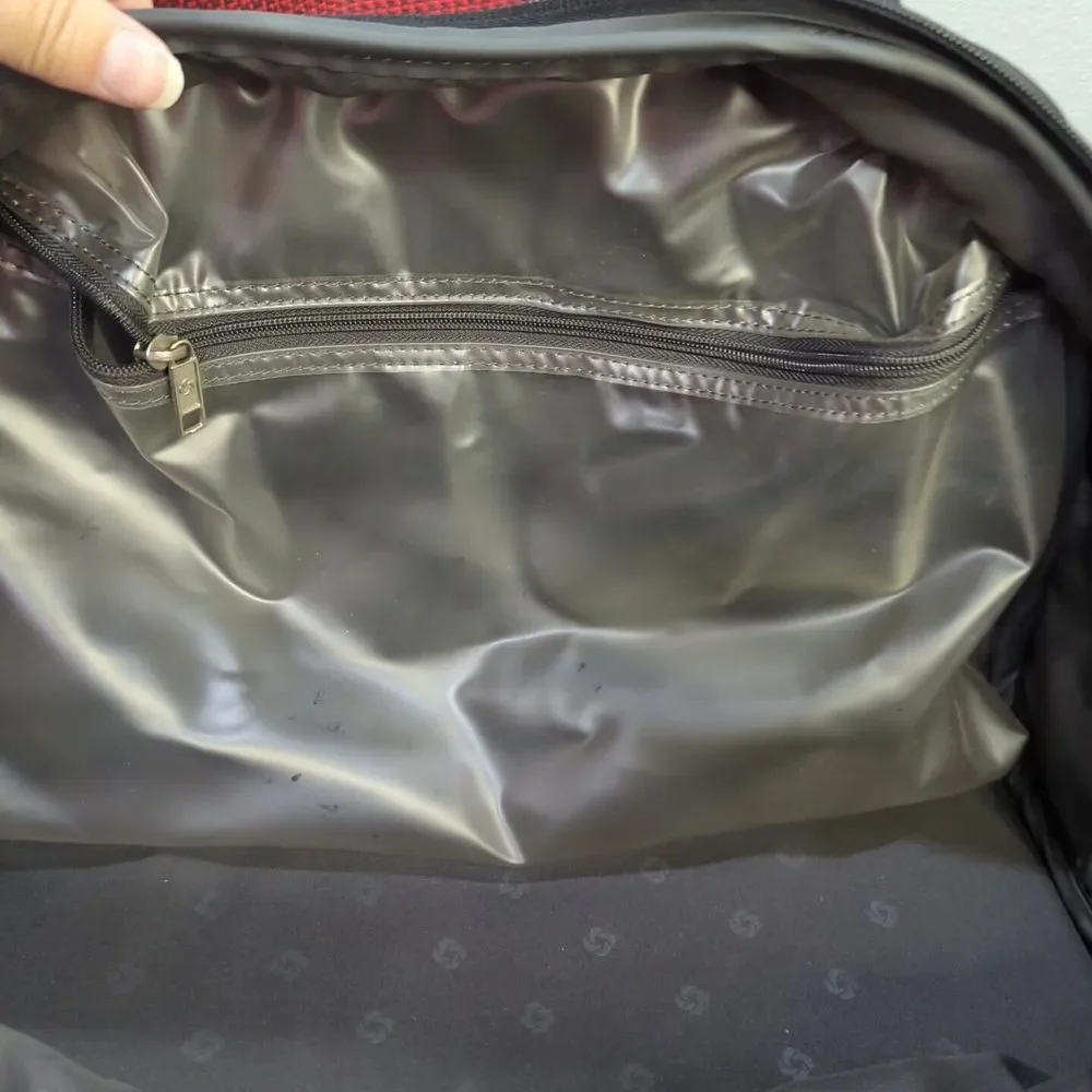 Samsonite Mens Travel Messenger Bag Red‎ Snap Zip Dual Handle  Missing Strap